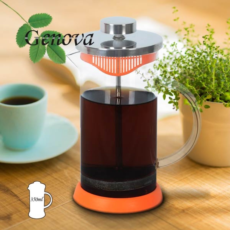 فرنچ پرس پیرکس درب استیل با پایه سیلیکونی رنگی 350 میلی لیتر جنوا (Genova French Press FPSL 350ml)