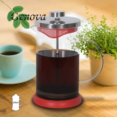 فرنچ پرس پیرکس درب استیل با پایه سیلیکونی رنگی 600 میلی لیتر جنوا (Genova French Press FPSL 600ml)