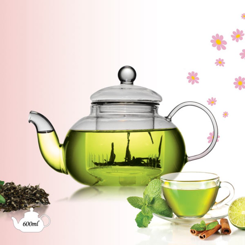 قوری تمام پیرکس شعله مستقیم ضد شوک حرارت 600 میلی لیتر جنوا (Genova Teapot TP-202 600ml)