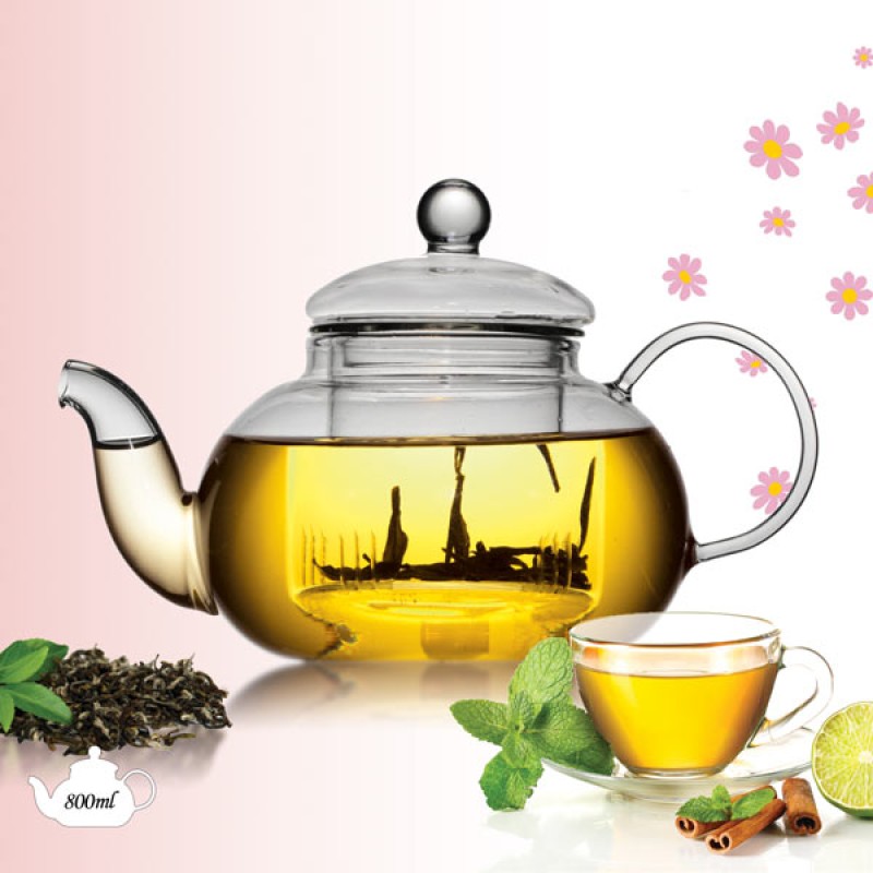 قوری تمام پیرکس شعله مستقیم ضد شوک حرارت 800 میلی لیتر جنوا (Genova Teapot TP-202 800ml)