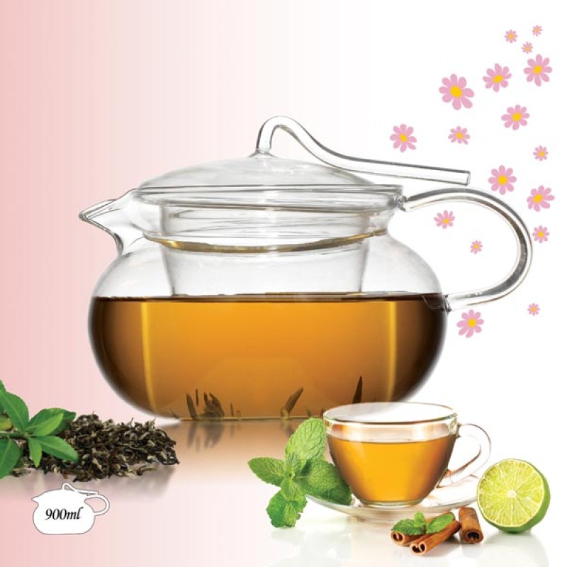 قوری تمام پیرکس شعله مستقیم ضد شوک حرارت 900 میلی لیتر جنوا (Genova Teapot TP-236 900ml)